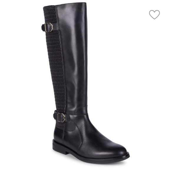 COLE HAAN Chesley Leather Knee-High Quilted Stretch Riding Boots NWT - Picture 2 of 14